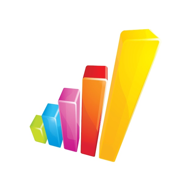 Diseño creativo de iconos de barras de gráficos 3D de vectores 1