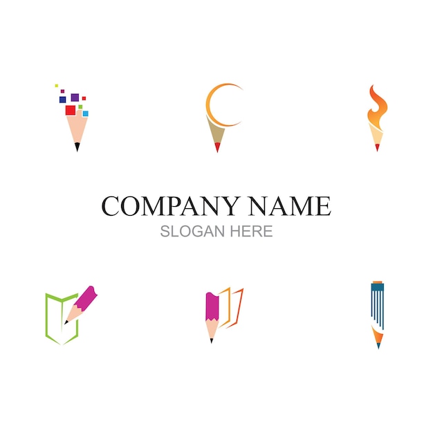 Diseño creativo de ilustración vectorial de logotipo y símbolo de lápiz