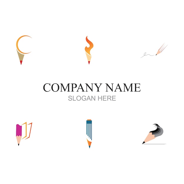 Diseño creativo de ilustración vectorial de logotipo y símbolo de lápiz