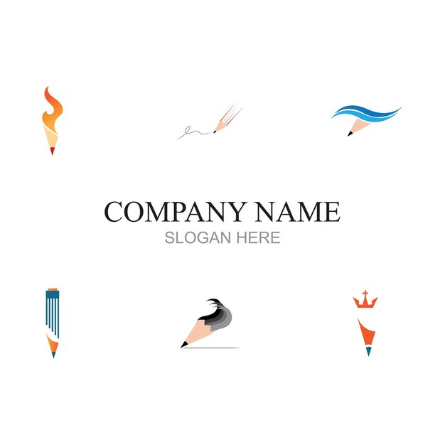 Diseño creativo de ilustración vectorial de logotipo y símbolo de lápiz