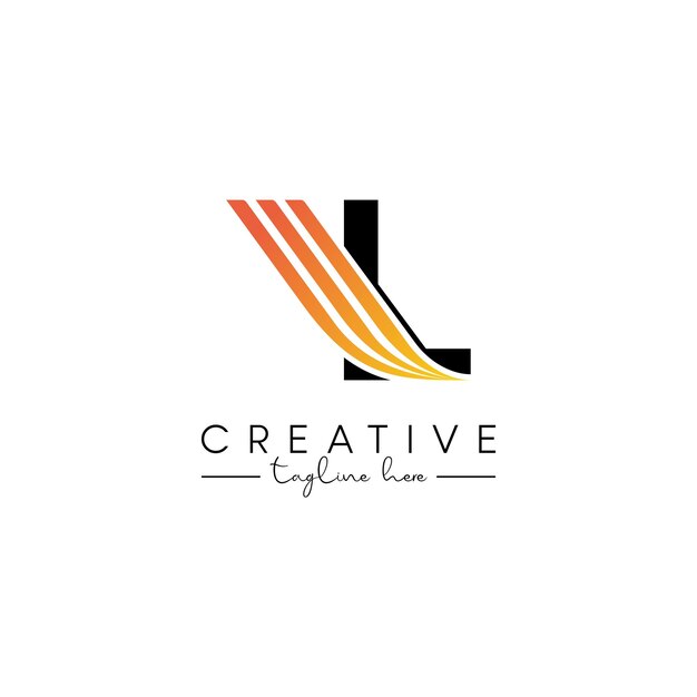 Diseño creativo de la letra única L Swoosh Logotipo Símbolo vectorial inicial