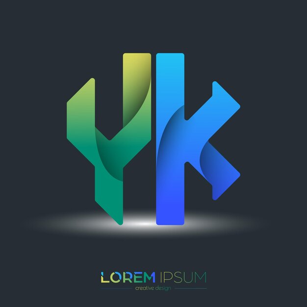 Diseño creativo de las letras Y y K Una plantilla para un logotipo de marca corporativa y una tarjeta de visita Un elemento reconocible del nombre de la marca La idea de creatividad temática