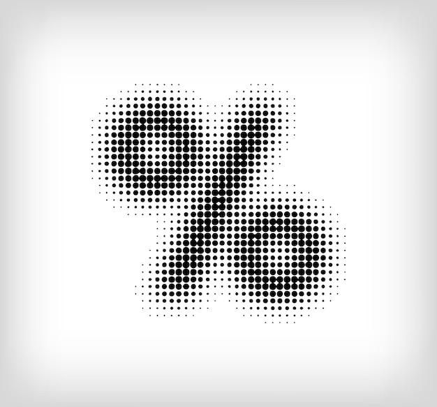 Diseño creativo de letras con signo de porcentaje El conjunto de píxeles del alfabeto es plano y sólido Integrativo