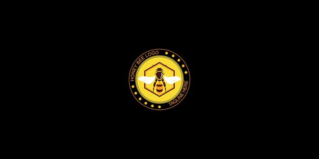 Diseño creativo del logotipo de la abeja melífera con estilo moderno y concepto único vector premium