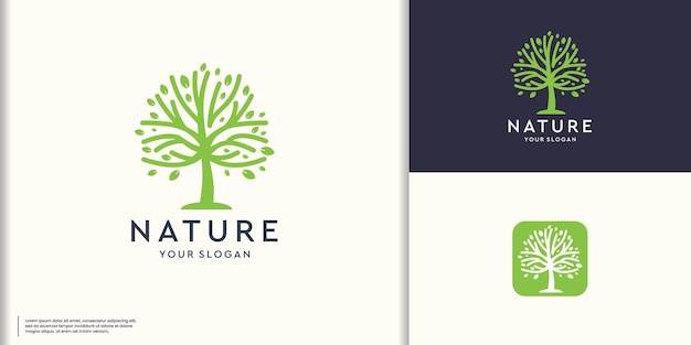 Diseño creativo del logotipo del árbol Plantas de jardín Símbolos naturales plantilla Ilustración vectorial