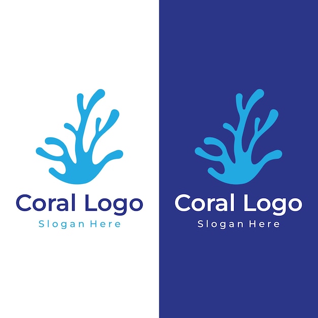 Diseño creativo de logotipo de arrecife de coral natural submarino colorido hermoso Arrecifes de coral para hábitat de peces