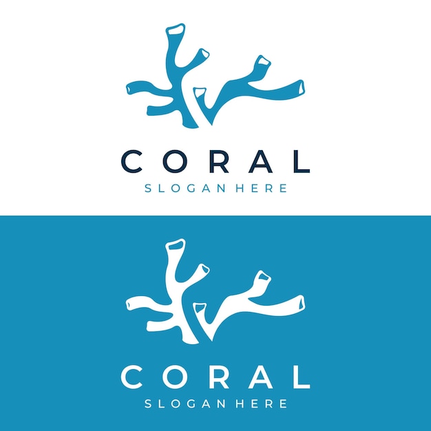 Diseño creativo de logotipo de arrecife de coral natural submarino colorido hermoso arrecifes de coral para hábitat de peces