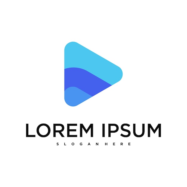 Diseño creativo del logotipo del botón de reproducción abstracto Premium Vector