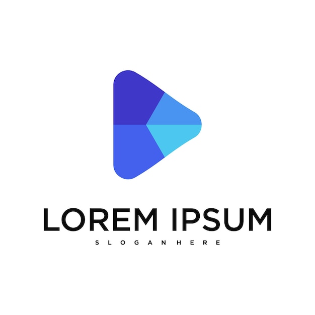 Diseño creativo del logotipo del botón de reproducción abstracto Premium Vector