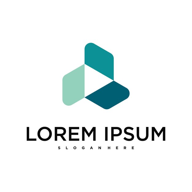 Diseño creativo del logotipo del botón de reproducción abstracto Premium Vector