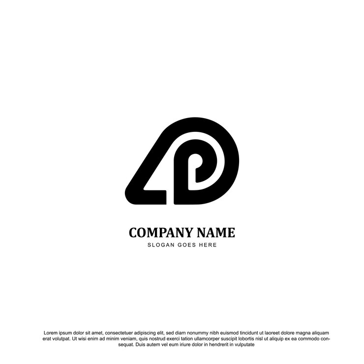 Vector diseño creativo de logotipo de cabeza de oveja y diseño de logotipo de letra p