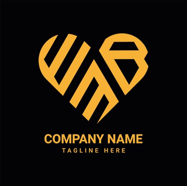 Diseño creativo del logotipo de la carta de amor de WMB