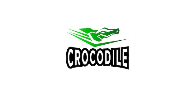 Diseño creativo del logotipo del cocodrilo verde con vector premium de estilo moderno