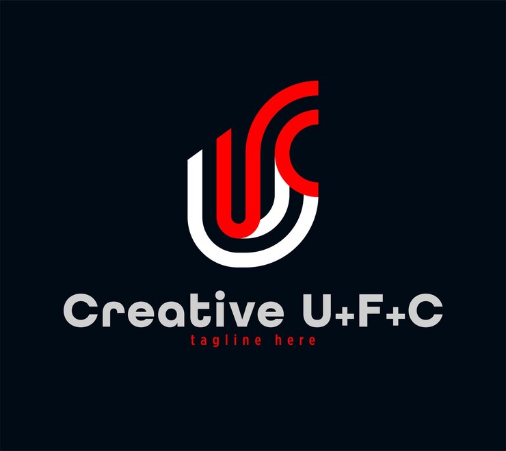 Vector diseño creativo del logotipo de combinación de letras u, f y c. logotipo deportivo corporativo animado lineal.