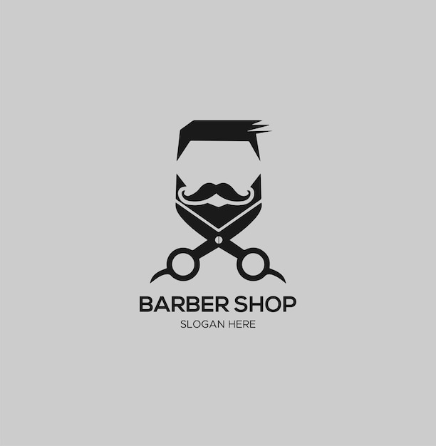 Diseño creativo del logotipo del corte de pelo del hombre de barba Vector del logotipo de la barbería Logotipo del salón del hombre