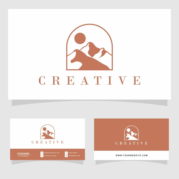 diseño creativo del logotipo del desierto con ilustración de líneas
