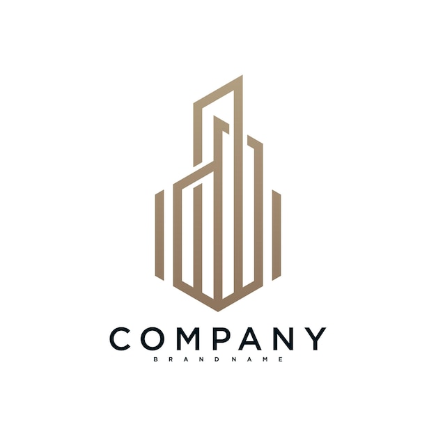 Diseño creativo del logotipo del edificio construcción Premium Vector