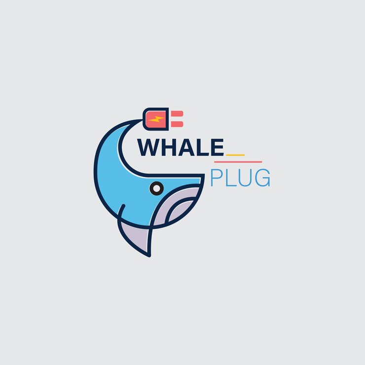 Diseño creativo de logotipo de enchufe de ballena.