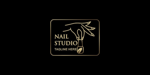 Diseño creativo del logotipo del estudio de esmalte de uñas con concepto moderno de vector premium