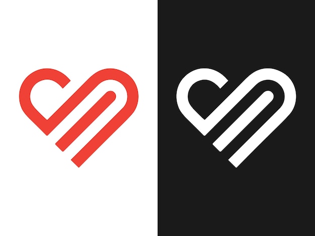 Diseño creativo del logotipo en forma de letra de amor SM