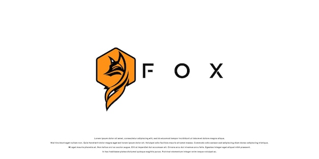 Diseño creativo del logotipo de Fox con un concepto único de vector premium