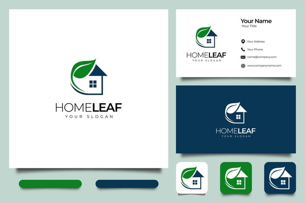 diseño creativo del logotipo de la hoja de inicio y plantilla de tarjeta de visita