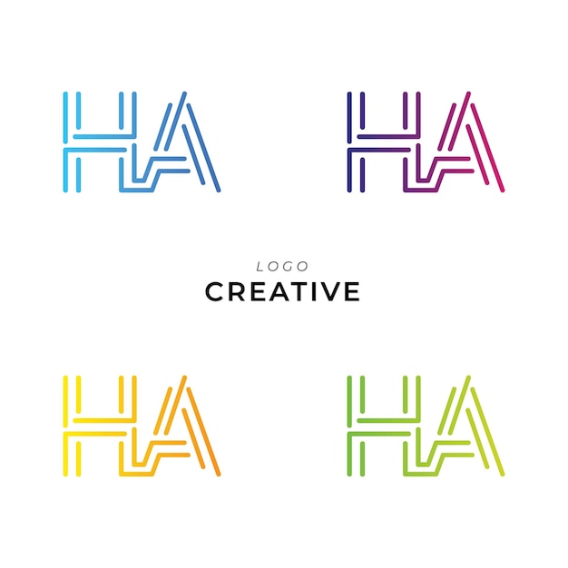 El diseño creativo de logotipo de HVA HA Branding Diseño de logotipo Ilustración vectorial Diseño de íconos Diseño de monogramas