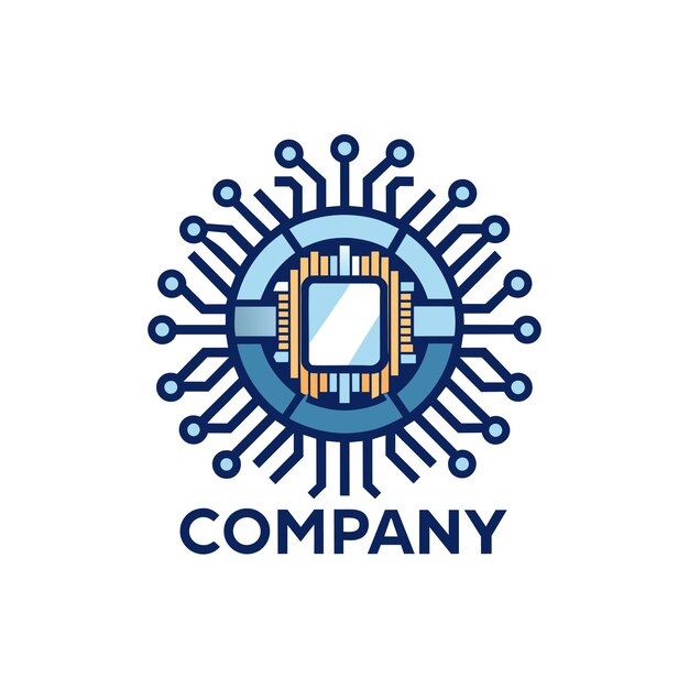 Diseño creativo de logotipo para la ilustración vectorial de la compañía de tecnología