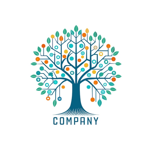 Diseño creativo de logotipo para la ilustración vectorial de la compañía de tecnología
