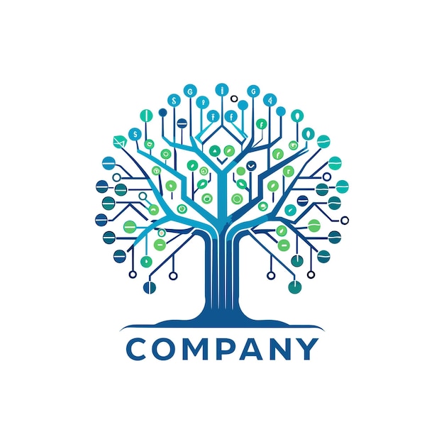 Diseño creativo de logotipo para la ilustración vectorial de la compañía de tecnología