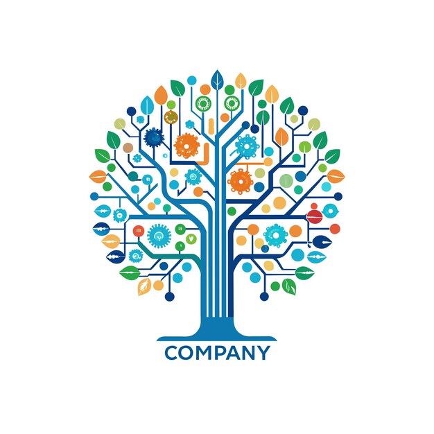 Diseño creativo de logotipo para la ilustración vectorial de la compañía de tecnología