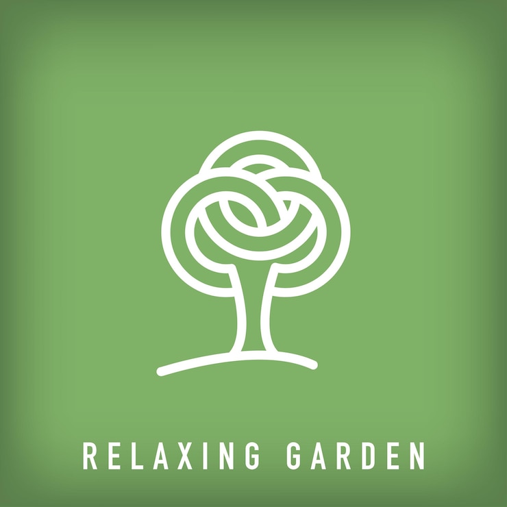 Vector diseño creativo del logotipo del jardín relajante estilo plano vectorial diseño de identidad del jardín ecológico