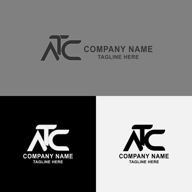 Diseño creativo del logotipo de la letra ATC