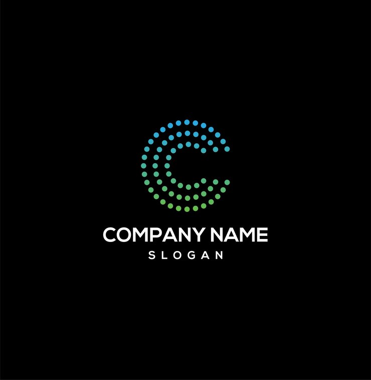 Vector diseño creativo del logotipo de la letra c con el símbolo de punto o punto