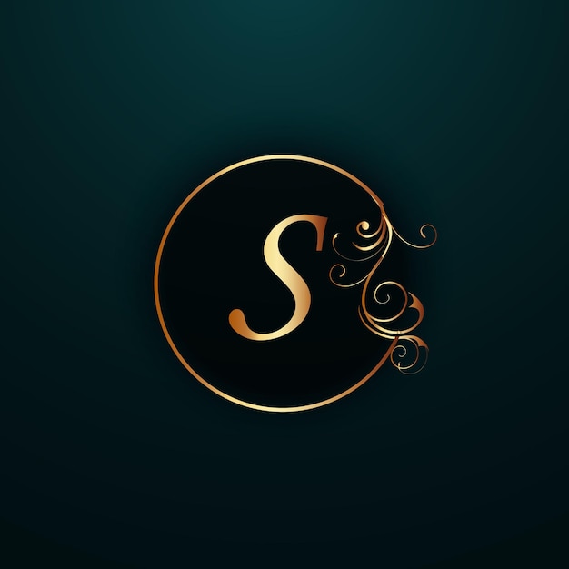 Diseño creativo del logotipo de la letra con color dorado