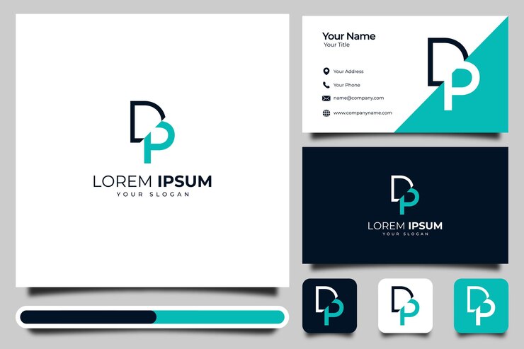 diseño creativo del logotipo de la letra dp y plantilla de tarjeta de visita