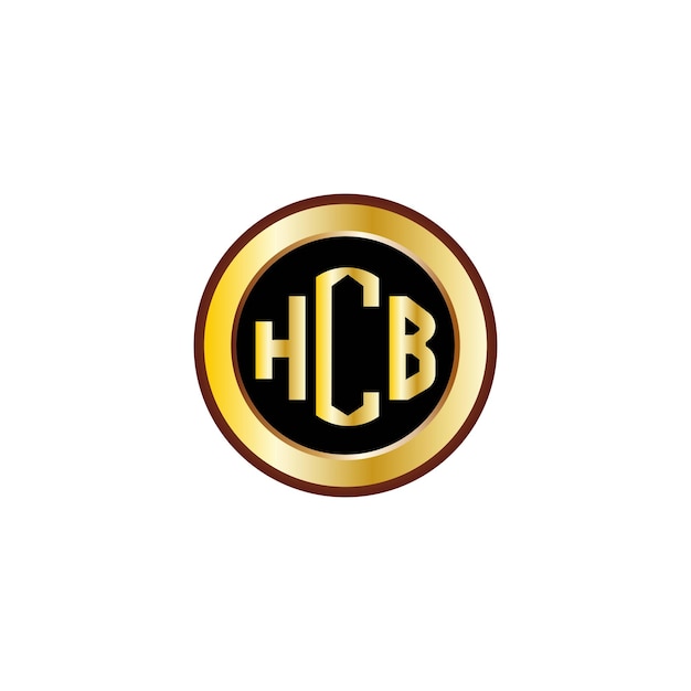 diseño creativo del logotipo de la letra HCB con círculo dorado