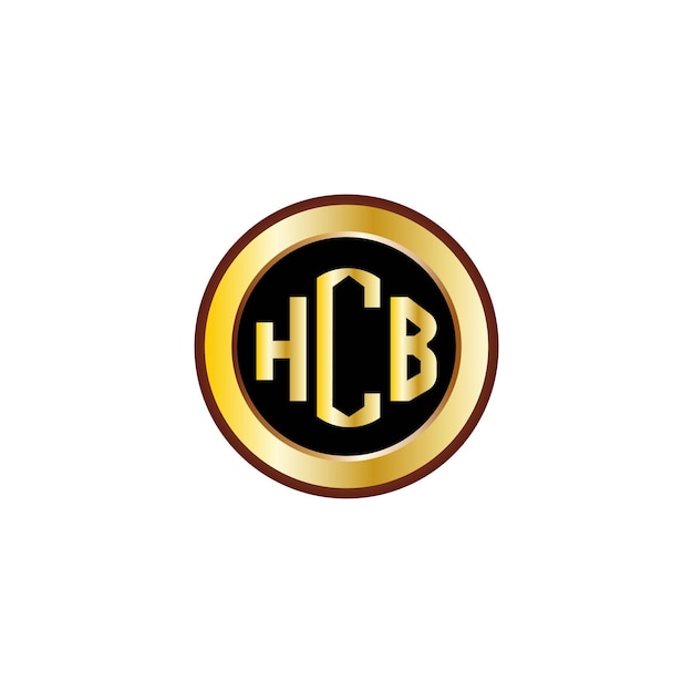 diseño creativo del logotipo de la letra HCB con círculo dorado