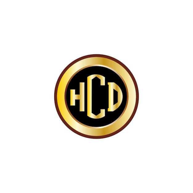 diseño creativo del logotipo de la letra HCD con círculo dorado