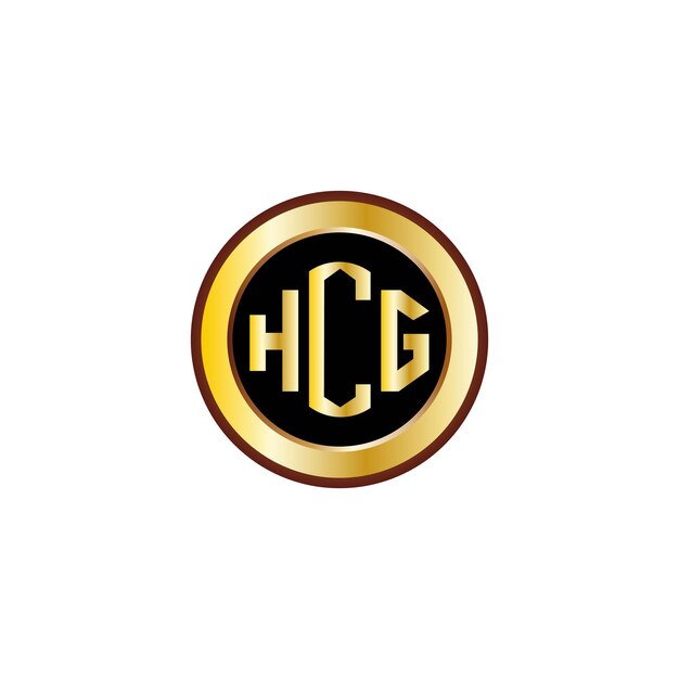 diseño creativo del logotipo de la letra HCG con círculo dorado