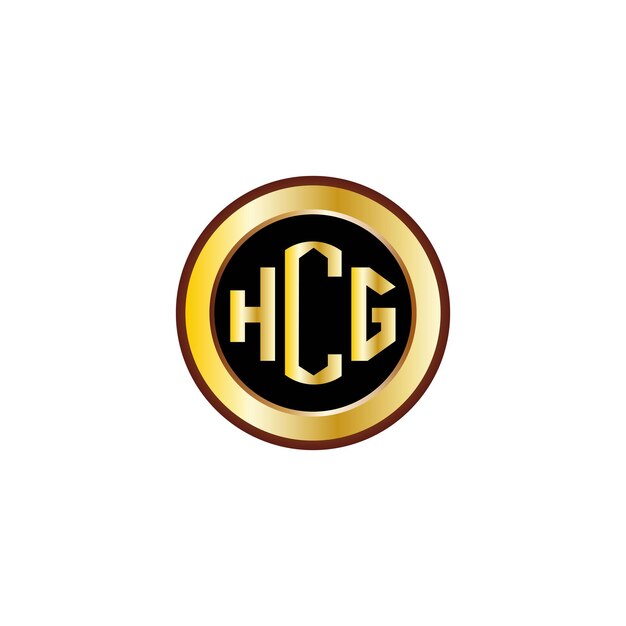 Diseño creativo del logotipo de la letra hcg con círculo dorado