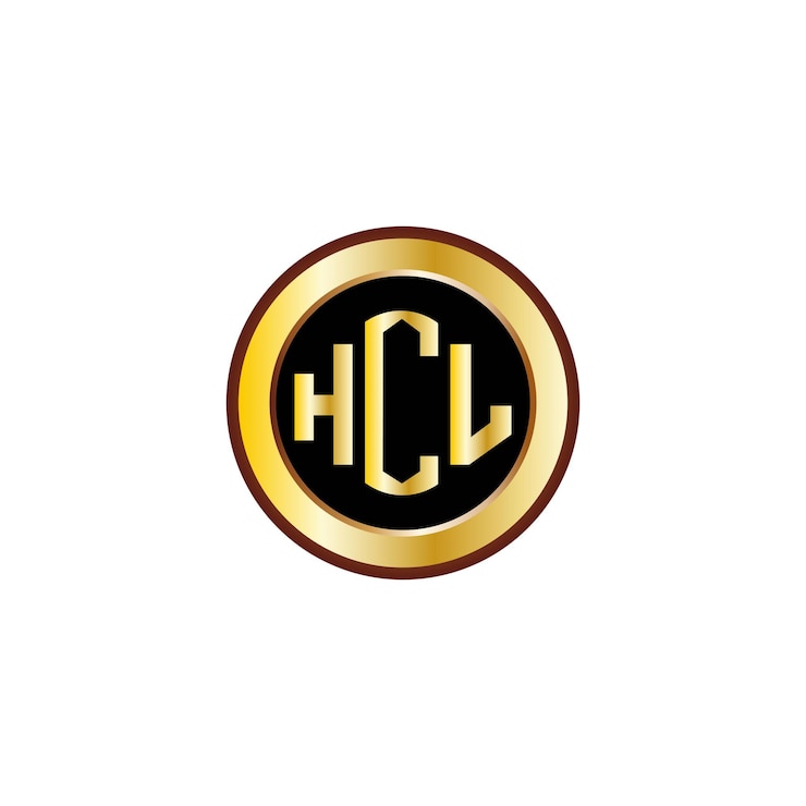 Vector diseño creativo del logotipo de la letra hcl con un círculo dorado