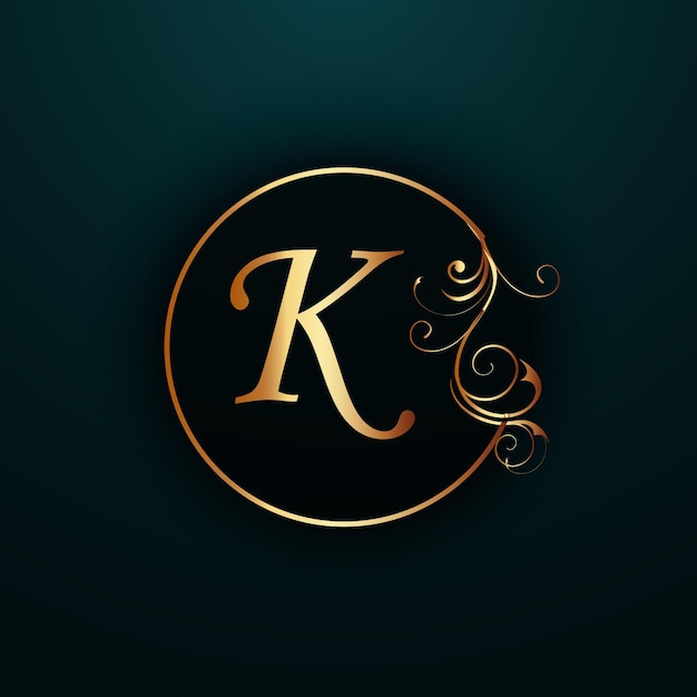 diseño creativo del logotipo de la letra k con color dorado
