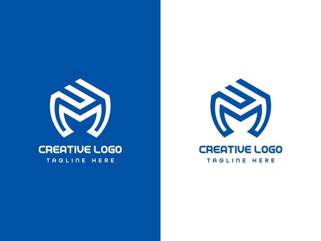 Diseño creativo del logotipo con la letra M dentro de una forma hexagonal