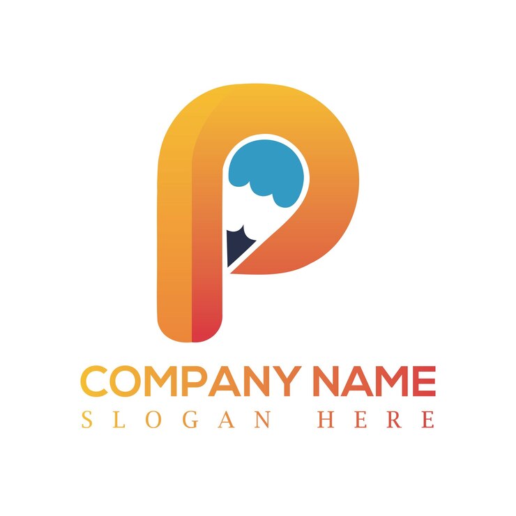 Vector diseño creativo del logotipo con la letra p dentro del lápiz
