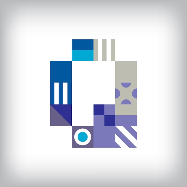 Diseño creativo del logotipo de la letra Q con formas geométricas Gráficos creativos educativos de colores Vector