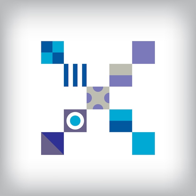 Diseño creativo del logotipo de la letra X con formas geométricas Gráficos creativos educativos de colores Vector