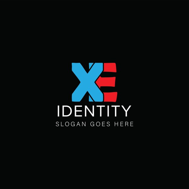 Diseño creativo del logotipo de letra XE con gráfico vectorial Logotipo simple y moderno de XE