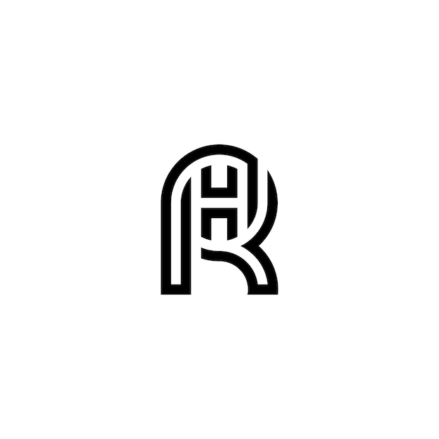 Diseño creativo del logotipo de las letras de RH HR con un estilo minimalista moderno
