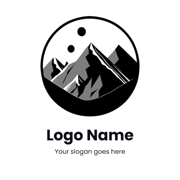 Diseño creativo del logotipo montañas ilustración vectorial en blanco y negro